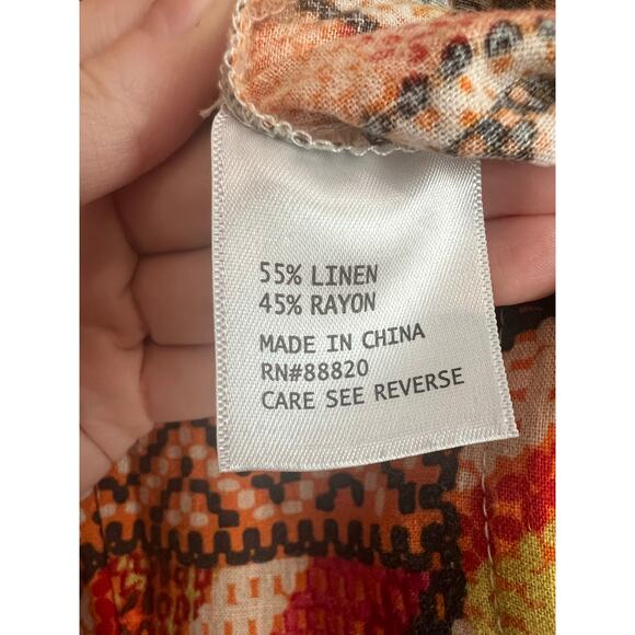 Haute Hippie Tribal Aztec Wide Leg Linen Blend Jumpsuit Medium Boho Sleeveless - Picture 7 of 8